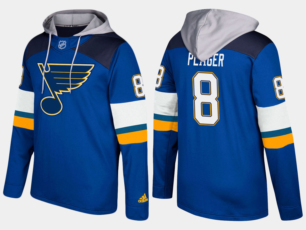 Men NHL St.Louis blues #8 retired barclay plager blue  hoodie->st.louis blues->NHL Jersey